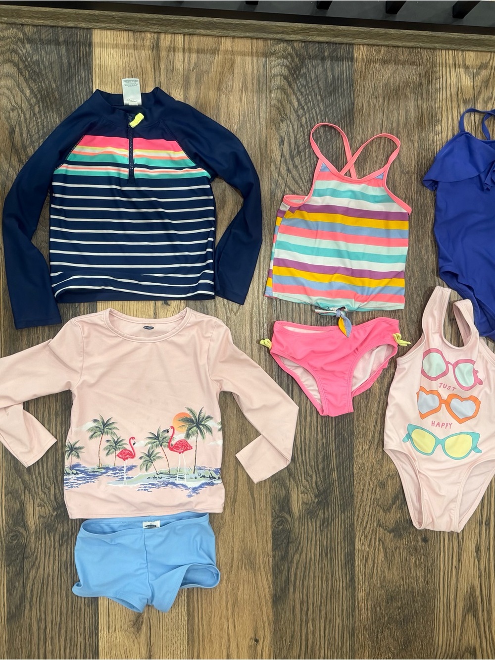Old Navy Navy & Multicolor Striped Long-Sleeve Rash Guard